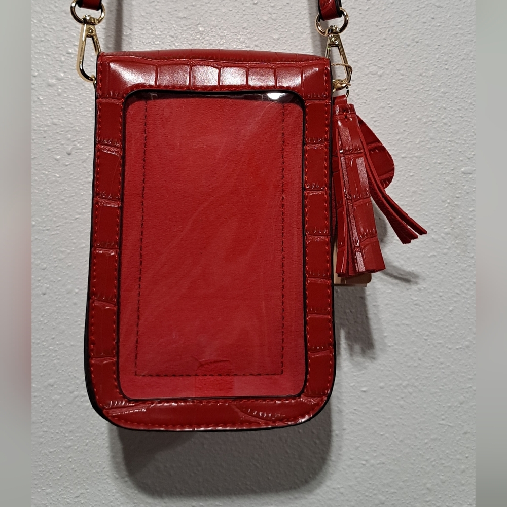 Red Croc-Embossed Crossbody Phone bag NWT